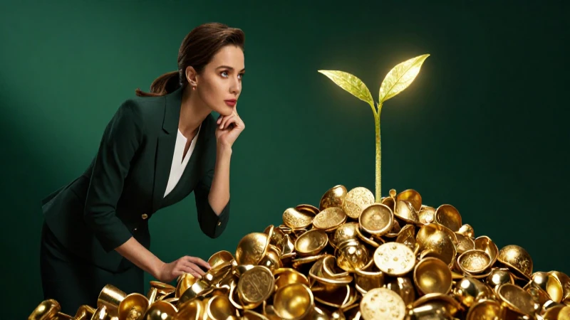 Elegante mujer observa brote dorado