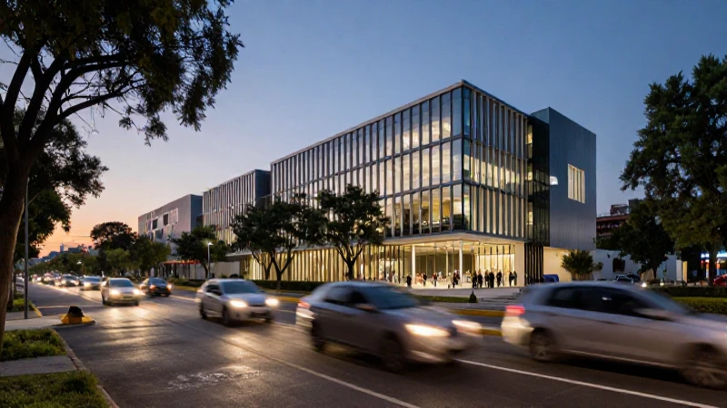 Avenida urbana moderna al atardecer con estilo profesional