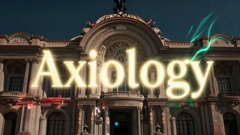 Ilustración digital de Axiología, estilo arquitectónico mexicano