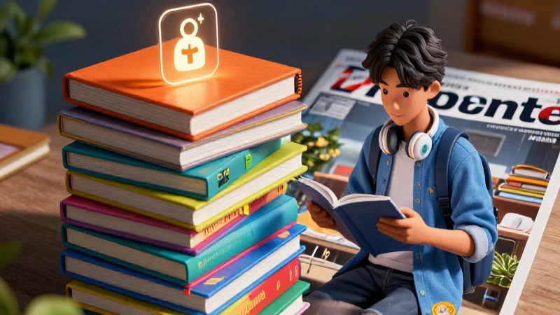 Estudiante moderno con libros en portada profesional