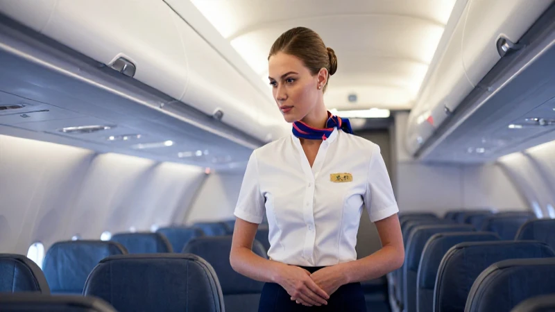 Aeromoza profesional en cabina de lujo