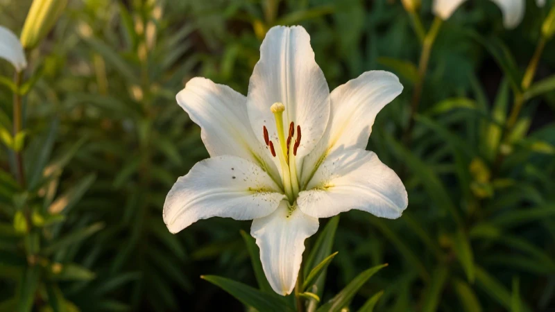 Lirio en flor perfecto en luz dorada