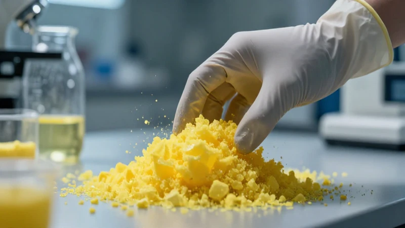 Azufre: Símbolo, Propiedades, Usos y Características Clave 6 Sulfuro amarillo vibrante en laboratorio moderno