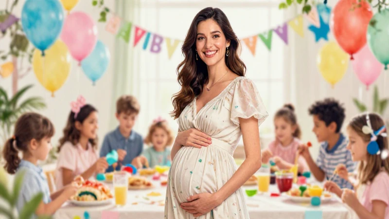 Baby Shower: Orígenes, Definición y Concepto Explicado 6 Ilustración vibrante de elegante gestante en fiesta