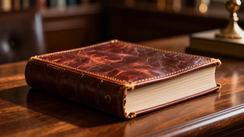 Libro antiguo abierto en escritorio con luz dramática