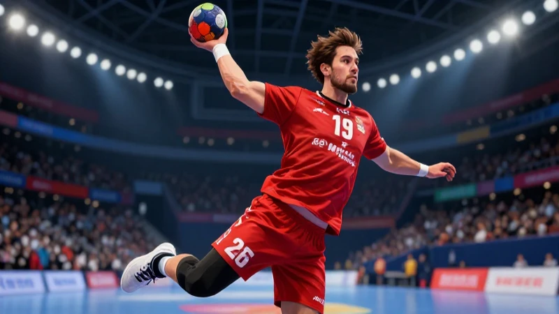 Jugador de balonmano profesional lanza con estilo