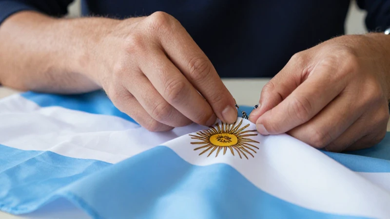 Bandera Argentina: Tutorial para Crear y Decorar Tu Bandera 4 Manos cosiendo la bandera argentina con detalle