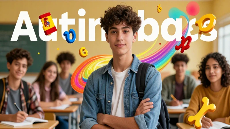 Imagen vibrante de estudiante con gramática española