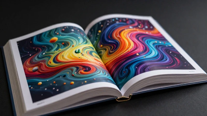 Libro elegante con partículas vibrantes y luz cinematográfica