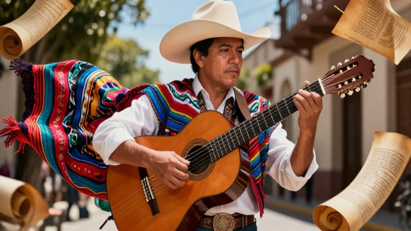 Bardo mexicano moderno con estética vibrante