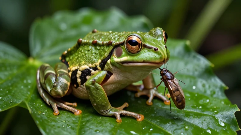 Batracios: Definición, Concepto y Características Esenciales 5 Rana detallada captura insecto en selva