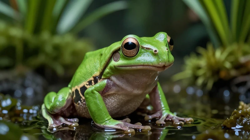 Batracios: Definición, Concepto y Características Esenciales 3 Sapo verde tropical en detalle macro