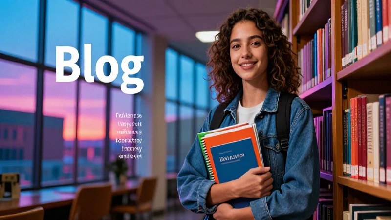 Estudiante segura con libros en biblioteca académica moderna