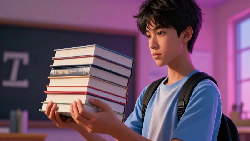 Estudiante concentrado con libros, imagen visual impactante