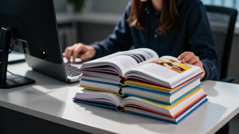 Estudiante escolar enfocado frente a libros y escritorio modernos