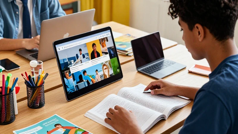 Estudiante moderno aprendiendo con tecnología digital