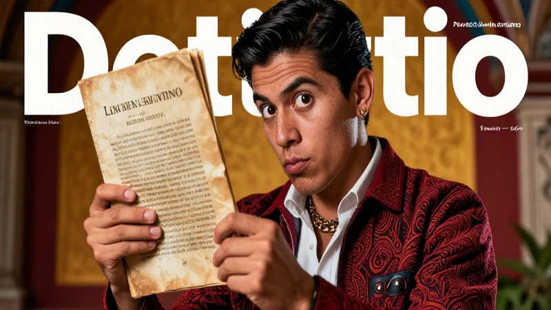 Joven mexicano carismático sostiene manuscrito culturalmente vibrante