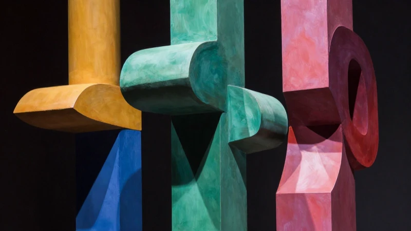 Bellas Artes: Concepto, Tipos y Características Esenciales 5 Escultura abstracta geométrica vibrante con iluminación cinematográfica