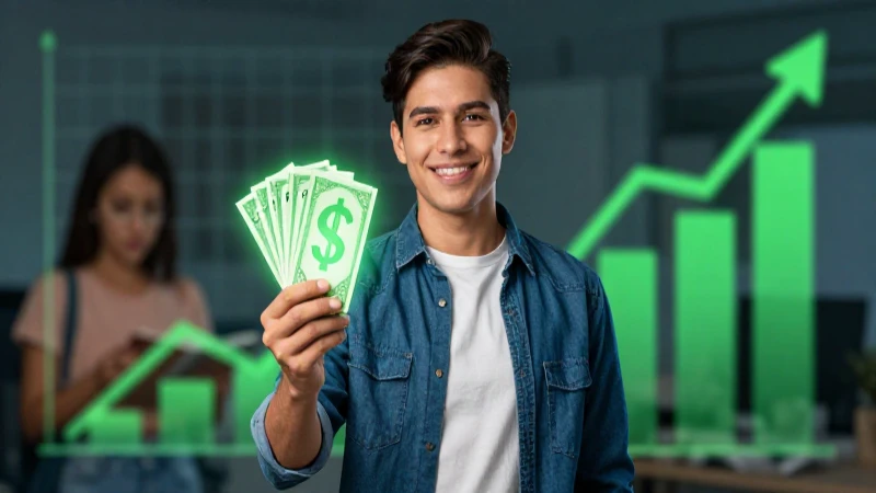 Joven mexicano y éxito financiero vibrante