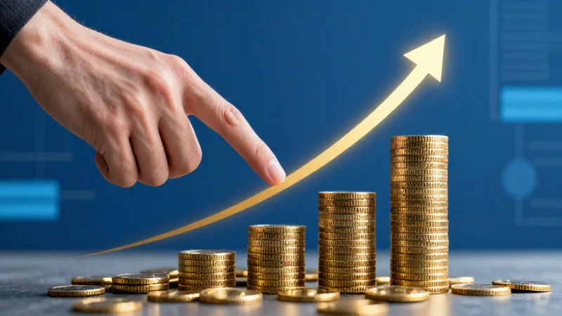 Gráfico ascendente, oro y mano indican crecimiento profesional