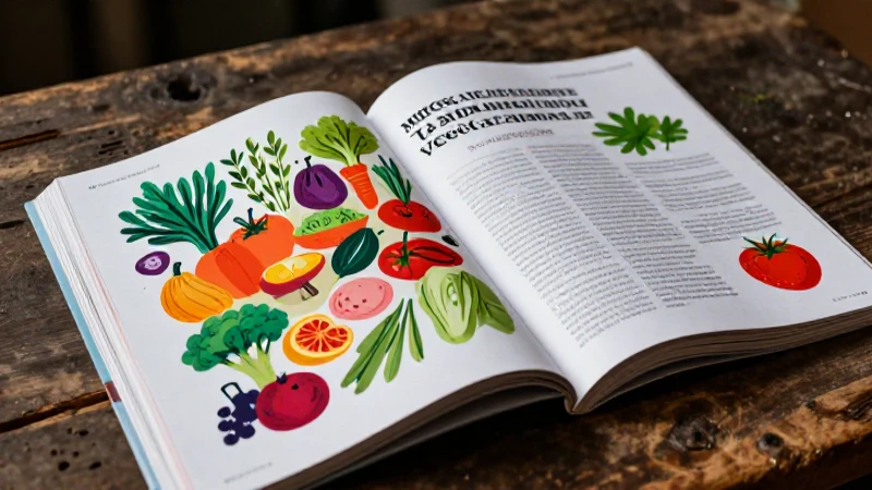 Vegetales frescos y mesa rústica con libro educativo