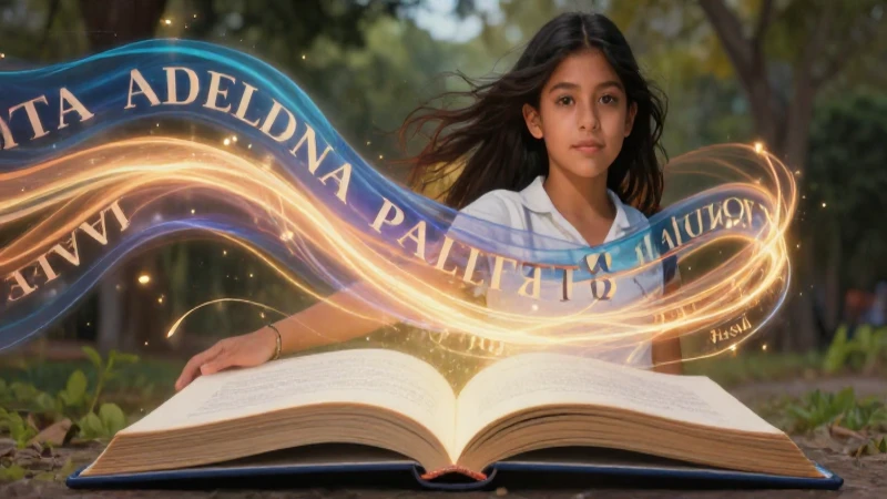 Estudiante mexicano y libros luminosos en una pintura vibrante