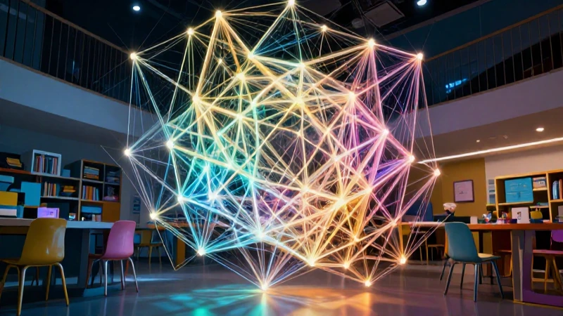 Estructura geométrica luminosa para revista educativa