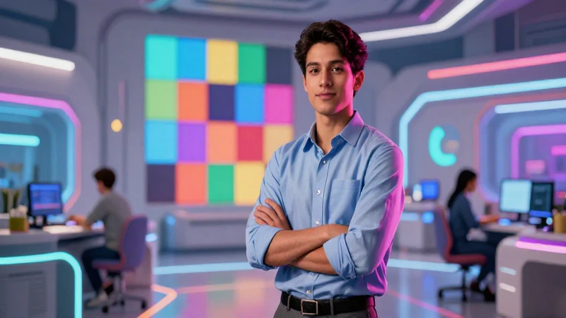 Estudiante futurista con estética educativa mexicana