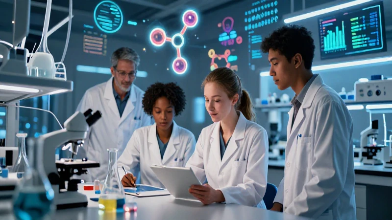 Científicos en laboratorio con tecnología avanzada