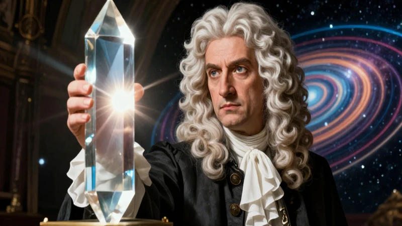Newton realista con orbes celestes brillantes