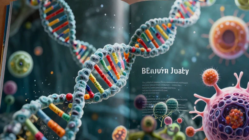 Libro de biología con ilustración de ADN vibrante y detallada
