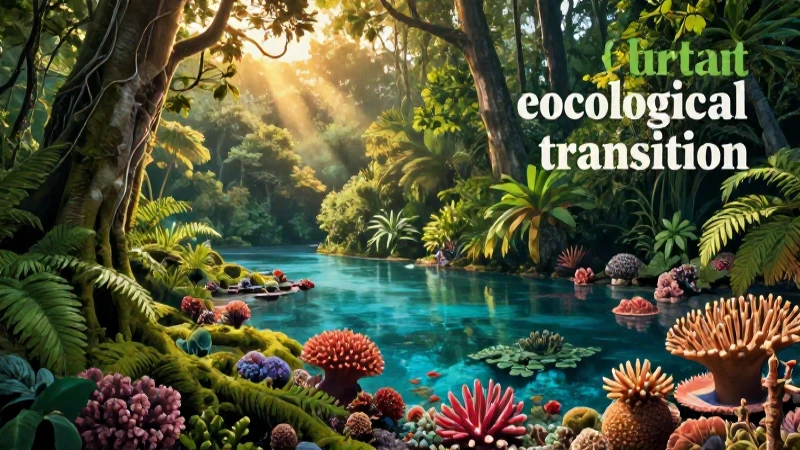 Bioma: Qué es, definición, características y tipos 6 Transición ecológica vibrante, detalle cinematográfico