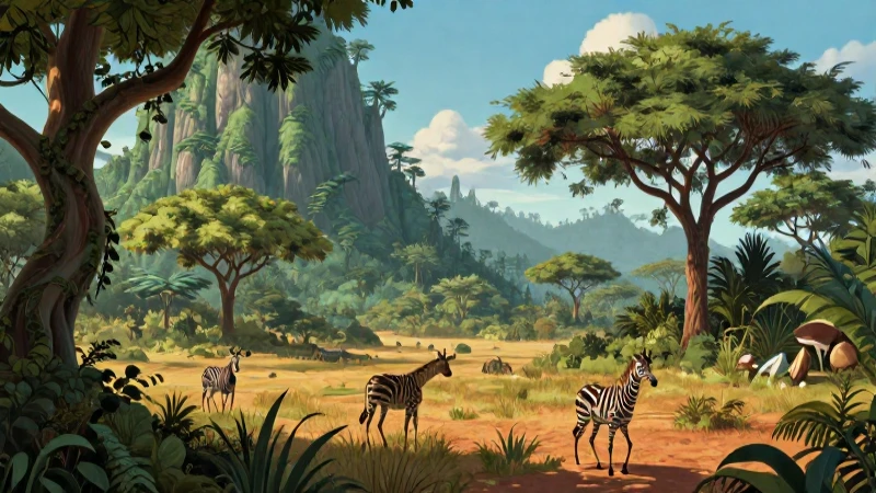 Biomas: Qué son y su importancia en el equilibrio ecológico 5 Ilustración dramática de biomas en encuentro