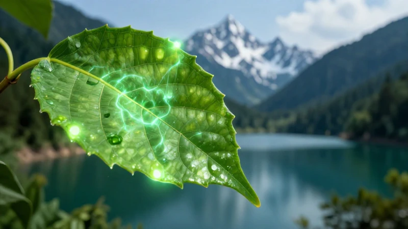 Biosfera: Concepto, capas, importancia y reservas ecológicas 6 Hoja verde vibrante con energía y paisaje