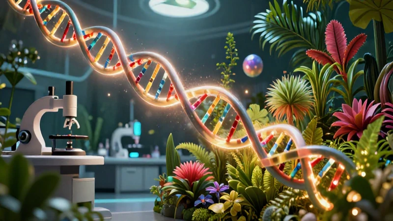 ADN dinámico y naturaleza en vibrante diseño científico
