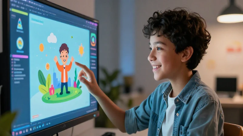 Estudiante aprende con tecnología digital moderna y brillante