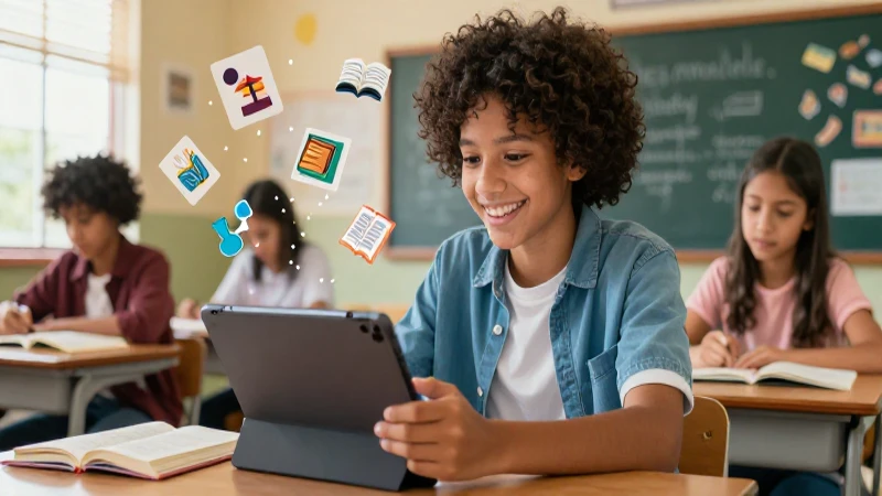 Estudiante diverso aprende en aula moderna