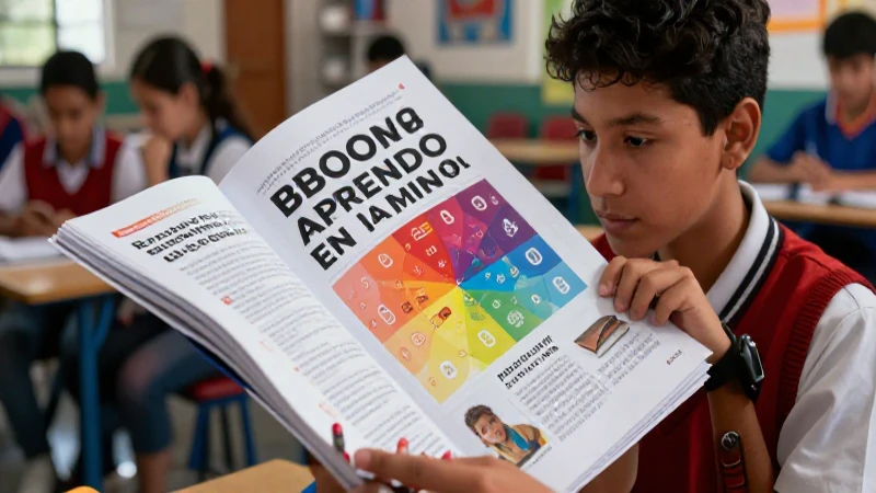 Libro Bloom educativo en ambiente académico vibrante