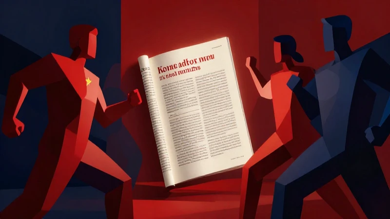 Choque ideológico abstracto con estética de revista educativa