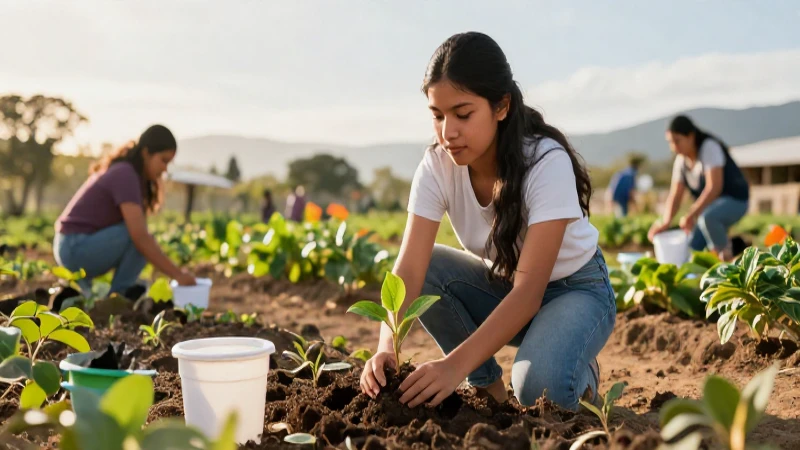 Jacinta planta un árbol luchando contra las bolsas