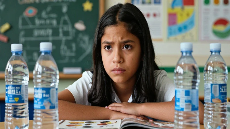 Joven mexicana preocupada en contexto educativo dramático