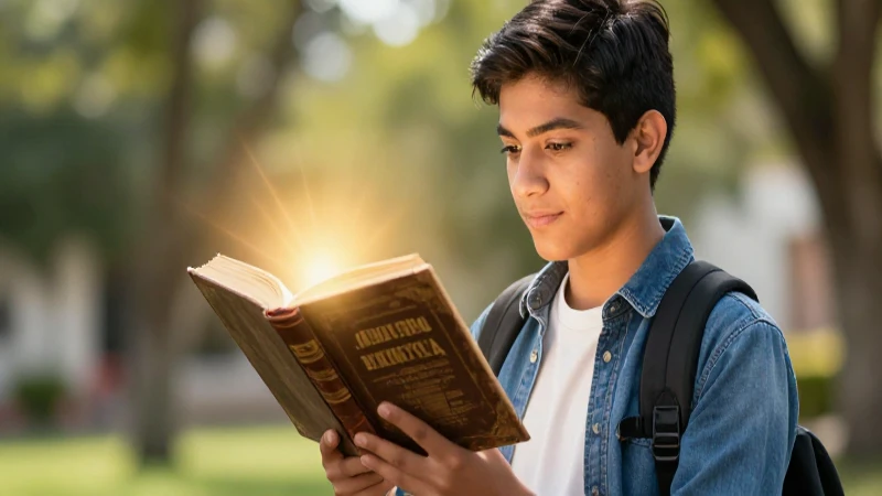 Estudiante mexicano sostiene libro histórico vibrante