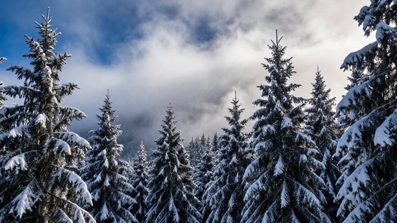 Majestuoso bosque invernal nevado y dramático