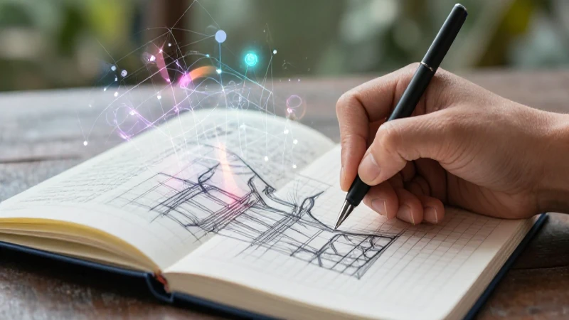 Diseño académico detallado en un cuaderno de lujo