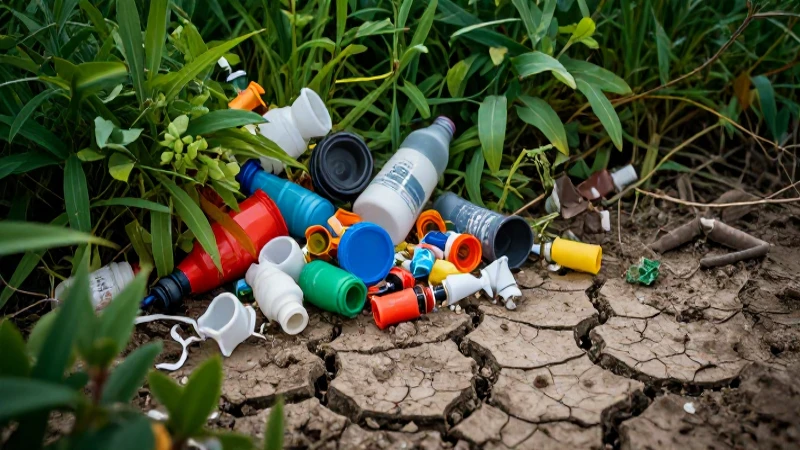 Basura color contra tierra seca y naturaleza