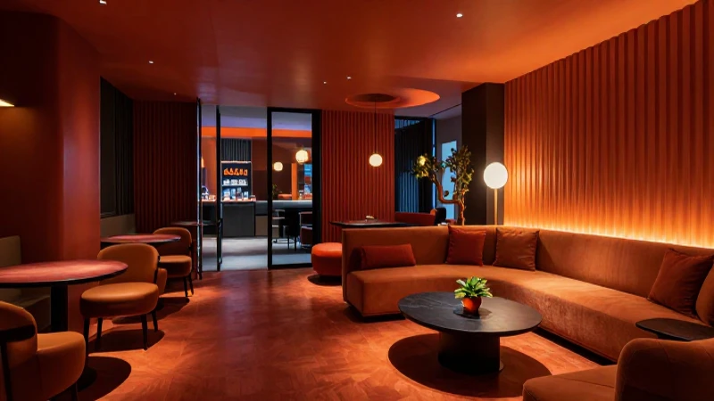 Hotel de diseño ultra realista con atmósfera dramática