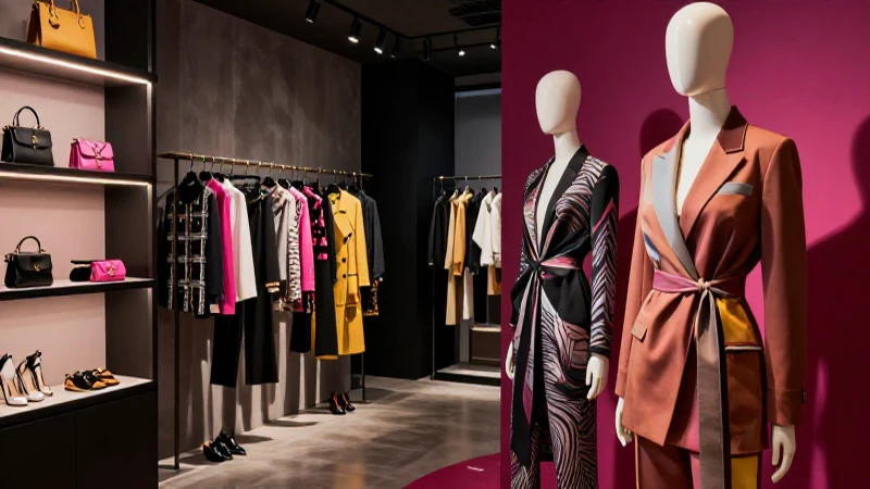 Moda vanguardista en boutique con estética de revista