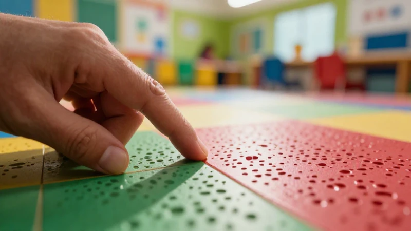 Manos tocan relieve Braille en México moderno