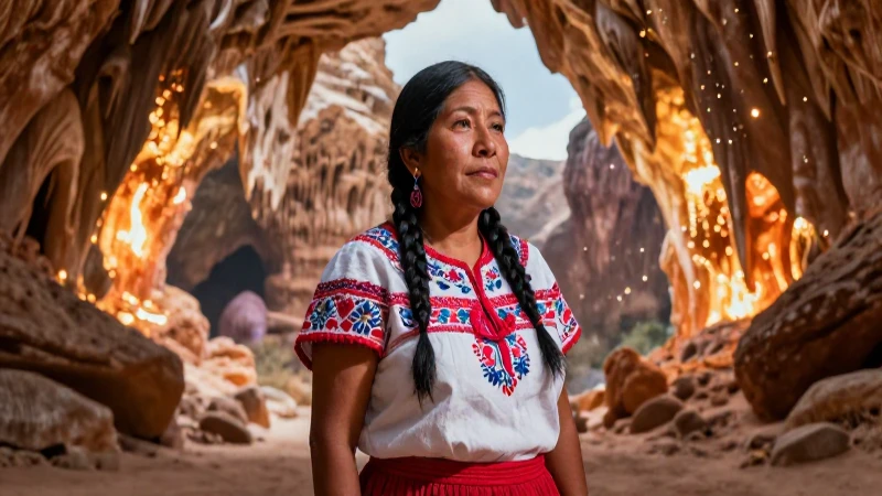 Mujer indígena en Naica, arte épico y mágico
