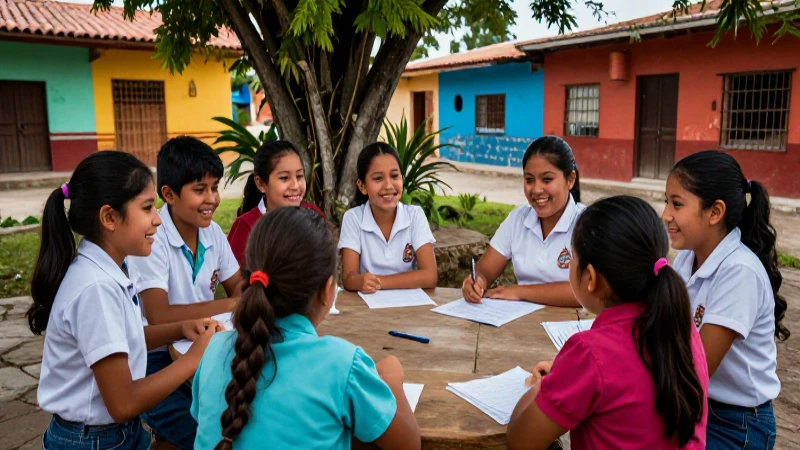 Niños mexicanos aprenden felices al aire libre